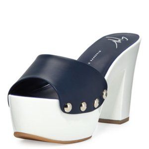 Never Worn Giuseppe Zanotti White Wall Leather Platform Clog Sandal